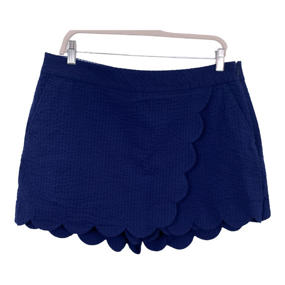 Vineyard Vines Searsucker Scalloped Skort Blue‎ Sz 12 - Picture 1 of 4